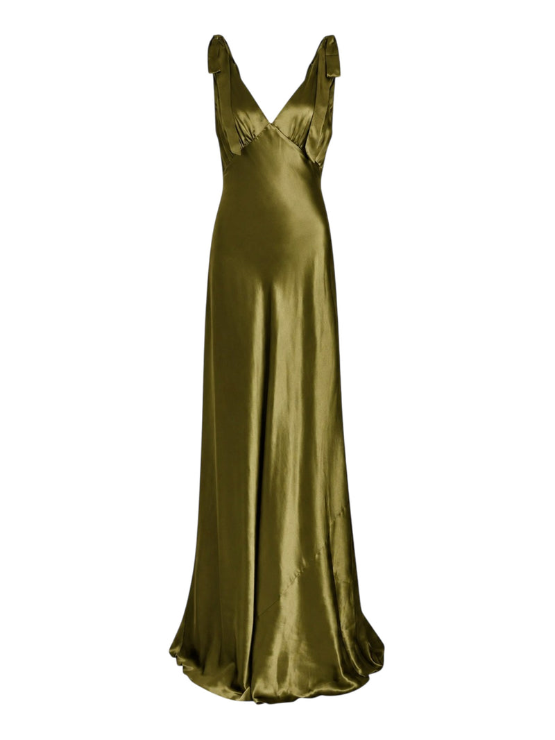 moss green silk dress Rent Reformation Pernille The sleek sheath silhouette Width:Medium Fabric Specialty_Handspun and Handwoven Fashion Nova White Ruched