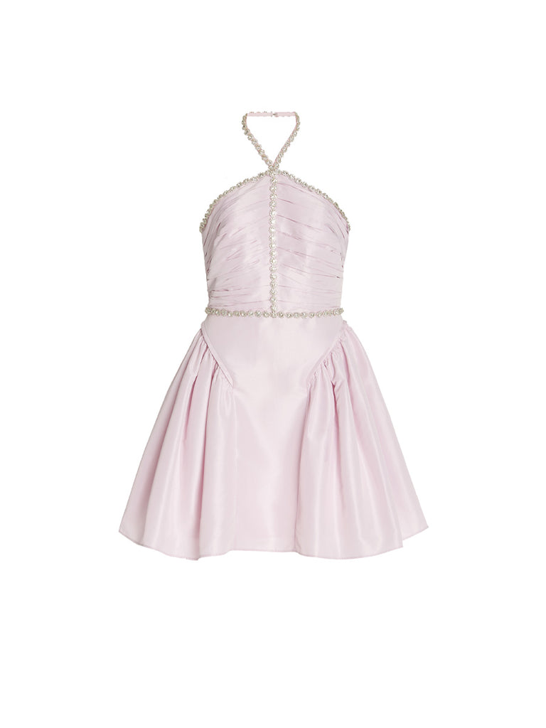 Rent Self Portrait Lilac Taffeta Diamante Trim Mini Dress Rites