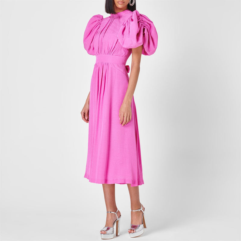 Rent The Noon Puff Sleeved Dress Pink by Rotate Birger Christensen | Rites London Rent The Noon Puff Sleeved Dress Pink by Rotate Birger Christensen | Rites London