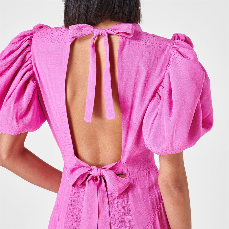 Rent The Noon Puff Sleeved Dress Pink by Rotate Birger Christensen | Rites London Rent The Noon Puff Sleeved Dress Pink by Rotate Birger Christensen | Rites London