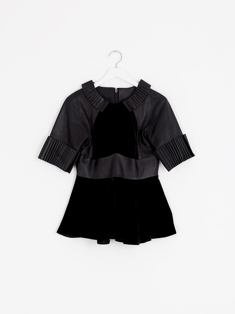 2007 Preloved Velvet and Leather Top by Christopher Kane