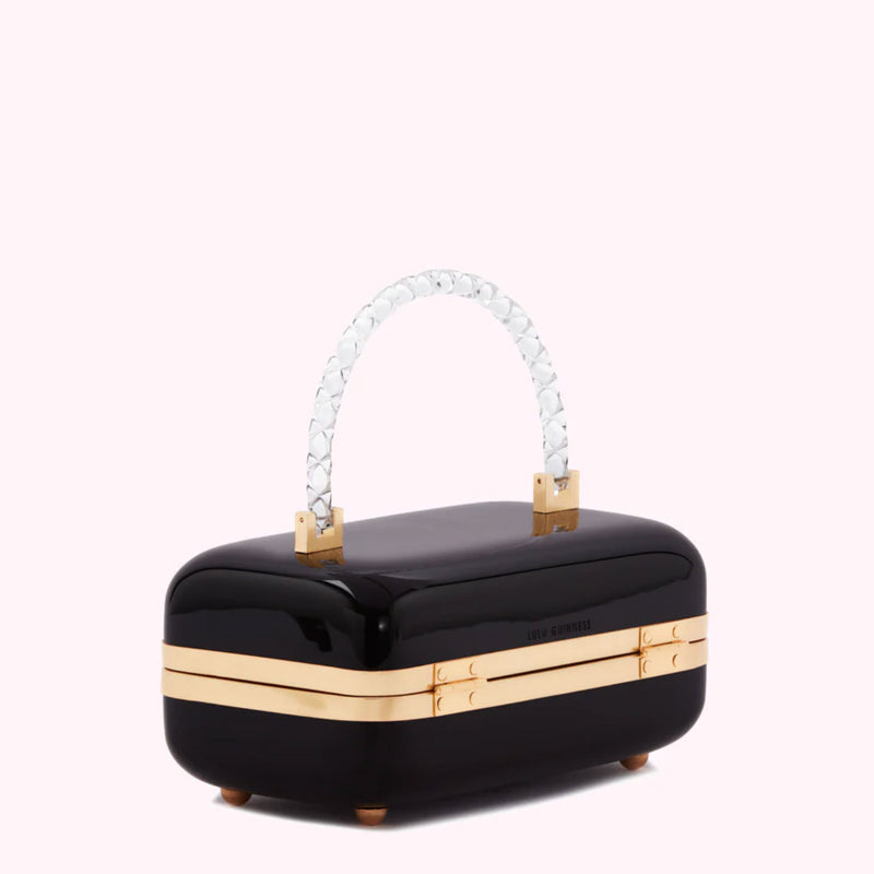 Fontaine Clutch Bag in black gloss from Lulu Guinness
