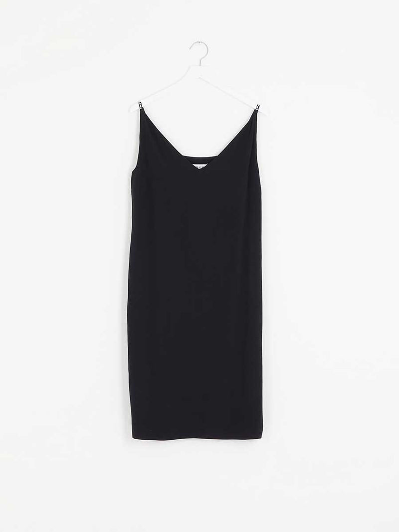 Black Slip Dress with beaded straps by Maison Margiela