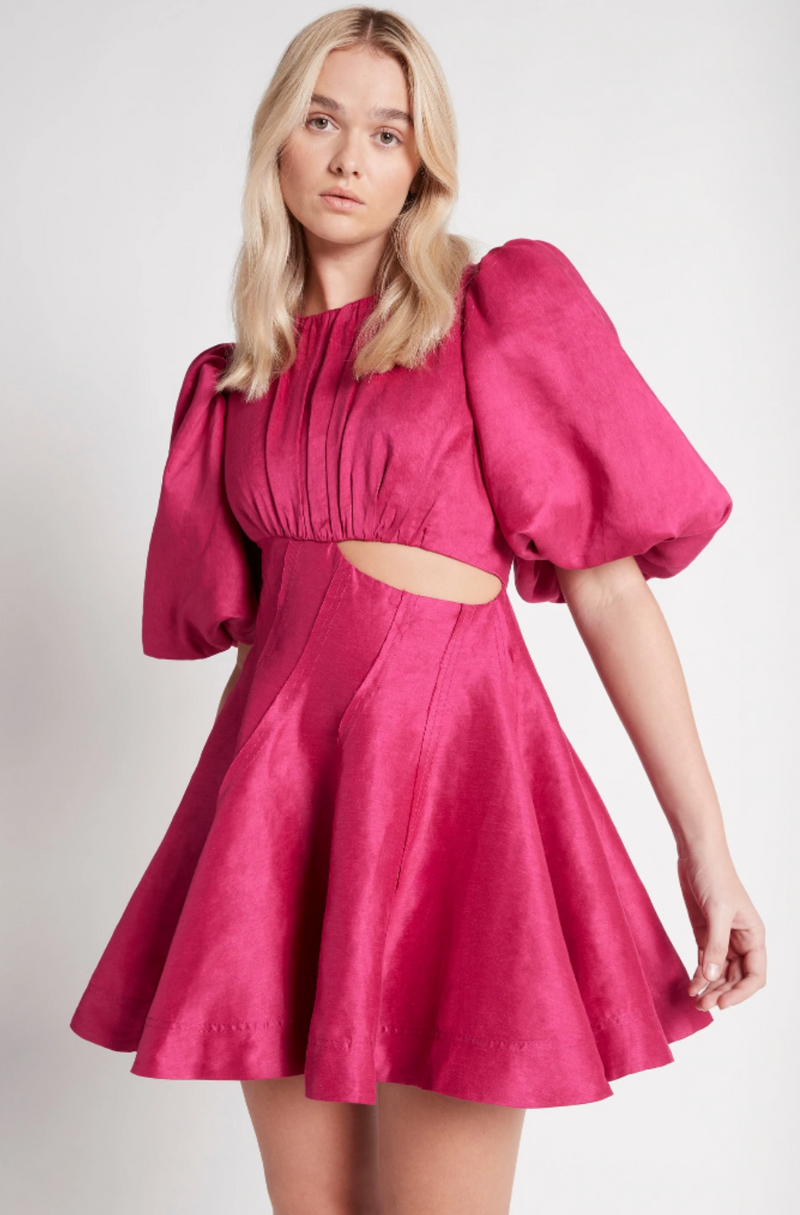 aje admiration asymmetric mini dress AJE Admiration Asymmetric Mini Dress Fuchsia Pink Size 6