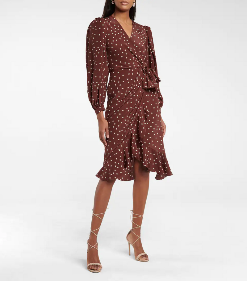 Geography of Life Wrap dress in polka-dot crepe by Johanna Ortiz
