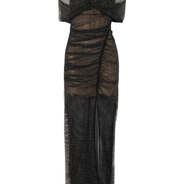 self portrait embellished mesh midi dress Rent The Off-the-Shoulder Crystal-Embellished Mesh Midi Dress By Self  Portrait