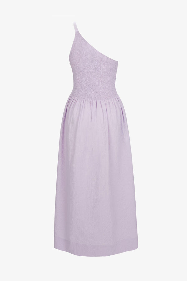 Rent the Isa One-Shoulder Dress in lilac from Three Graces London