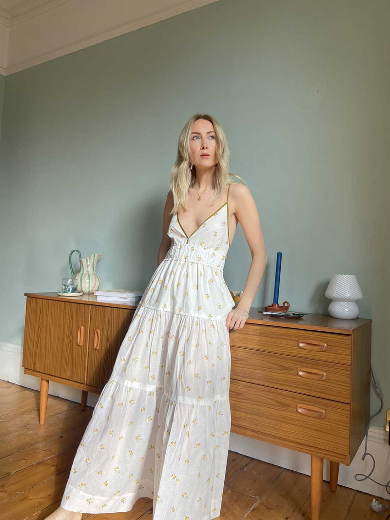 Rent the Chloe Embroidered Maxi Dress from Three Graces London