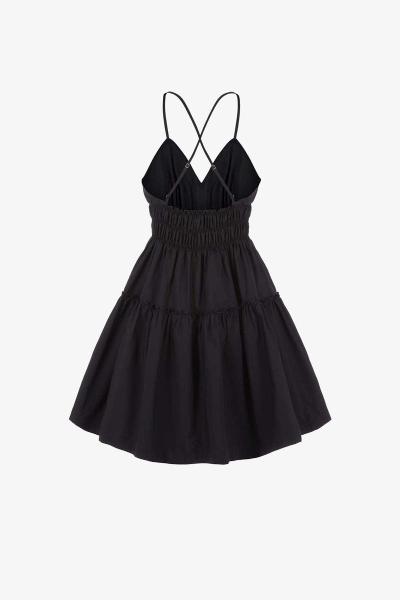 Rent the Mia Smocked Mini Dress in black from Three Graces London
