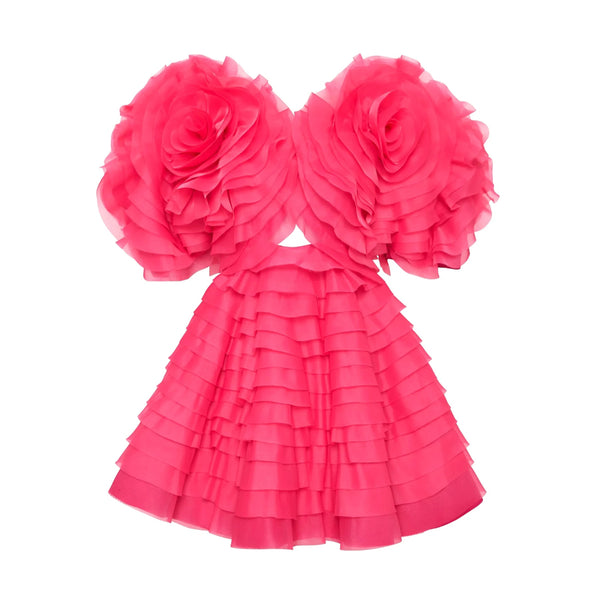 Rent The Amour Ruffle Mini Dress In Berry By Aje